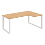 Pracovný stôl UNI O, ergo, ľavý, 180x75,5x120 cm, dub/biela