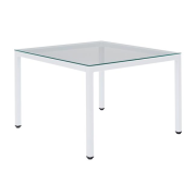 Konferenčný stolík Henry, 75x75x50 cm, sklo číre, nohy biele