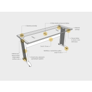 Pracovný stôl Cross, 180x75,5x80 cm, dub/kov