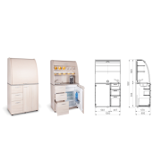 Kuchynka s drezom, batériou a chladničkou ľavá, 100x189,1x60 cm, sivá/sivá