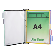 Nástenný kovový držiak Tarifold magnetický 5 vreciek A4 na výšku otvorený zhora mix farieb