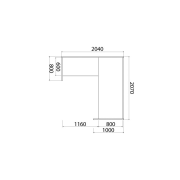 Recepčný pult ASSIST 200 rohový ľavý, 207 x 204 x 74 (100) cm, orech