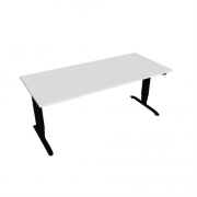 Pracovný stôl Motion, ZO, 3S, 180x61 - 128x80 cm, biela/čierna